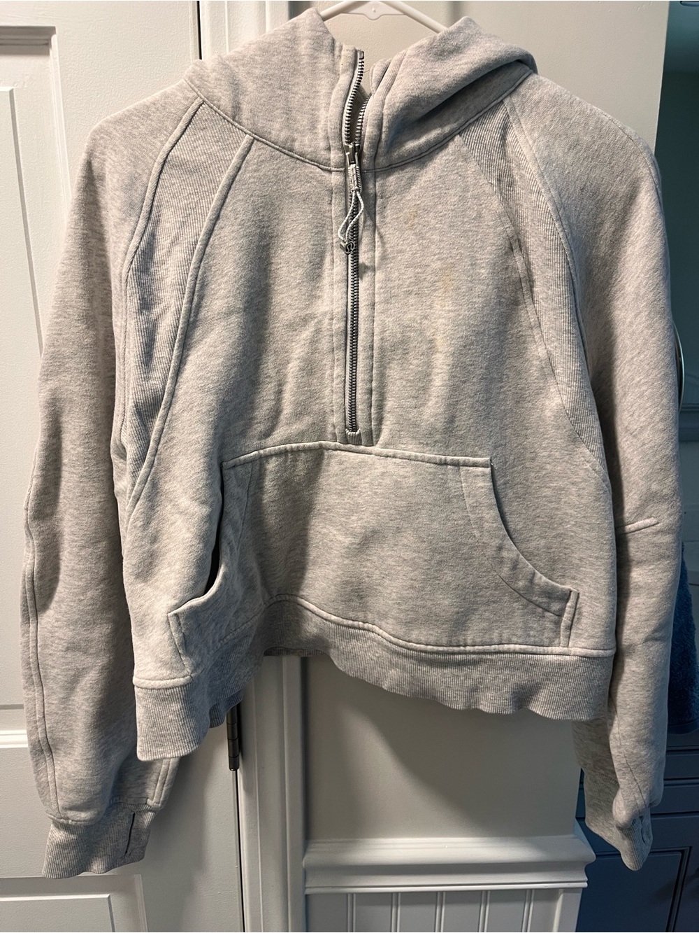 lululemon athletica Light Gray Half-Zip Hooded Sweatshirt